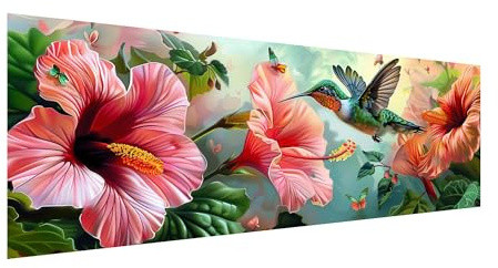 Hoobee 5D DIY Kolibri Diamond Painting Groß, Diamond Painting Bilder Blume, Diamant Painting Groß xxl Vollbohrer Stickerei Kreuzstich Kunst Handwerk für Zuhause Wanddekoration 30x80cm-13
