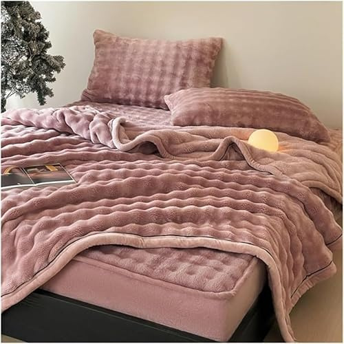 Sábana Ajustable de Felpa de Leche con Bolsillos Extra Profundos,Material Suave y Elástico para Todas Las Estaciones, Hogar y Hotel(Pink,Blanket:100 * 150CM)