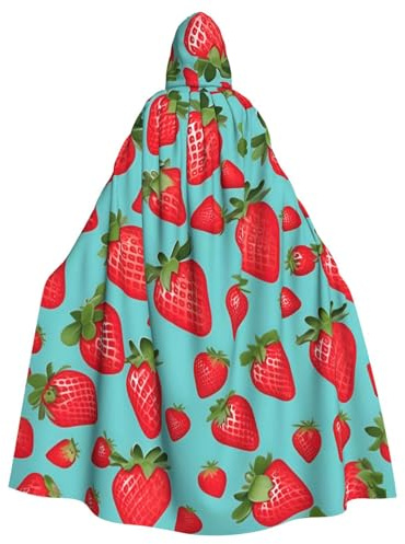 ggasdvjj Disfraz unisex con capucha y estampado de fresas, para fiesta de disfraces, capa de Halloween, capa de fiesta temática.