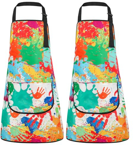Camptrip Schürze Kinder, Malschürze Schule mit Tasche für 6-8 Mädchen Junge | Malerkittel, Polyester, Wasserdicht, Verstellbar, Kinderschürze für Basteln Malen Backen Kochen