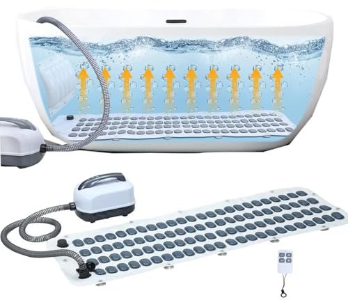 Badewanne Spa Matte mit 6 Intensitätsstufen, Tragbarem Schaumbad-Massagegerät mit aufblasbarem Kissen und Fernbedienung, leistungsstarker Luftpumpe, zur Stresslinderung und für Besseren Schlaf