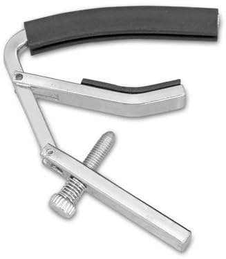 Gitarrenkapodaster, Silberner Gitarren-Kapodaster for akustische E-Gitarren mit Bodenstütze, integriertem Gummipolster und Stimmgerät