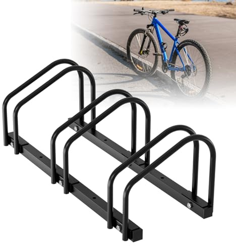 Monucep Fahrradständer für 3 Fahrräder, Boden- & Wandmontage, Verzinkter Stahl, Fahrradhalter für 30-55mm Reifenbreite, Platzsparender Mehrfachständer für Garage, Keller & Außenbereich