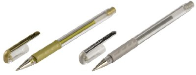 Hama Gelstifte 2er-Set (Metallic Stifte, Hybrid Gel Grip, wasserfest) Kreativstifte gold und silber
