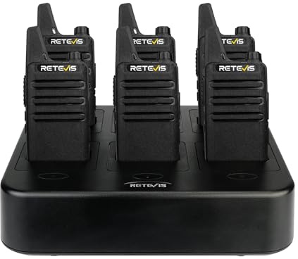 Retevis RT22 Walkie Talkies Rechargeable Hands Free 2 Way Radios Two-Way Radio(6 Pack) with 6 Way Multi Gang Charger