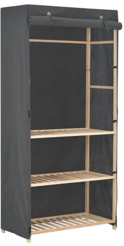 vidaXL 3-stufiger Kleiderschrank Grau 79 x 40 x 170 cm Stoff
