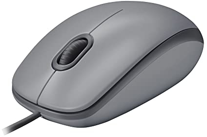 Logitech M110 Wired USB Mouse, Silent Buttons, Comfortable Full-Size Use Design, Ambidextrous PC/Mac/Laptop - Grey