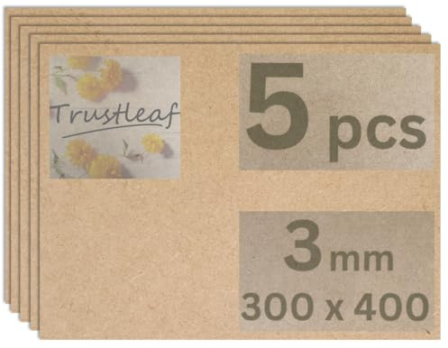 Trustleaf MDF-Platte, 3 mm, mitteldichte Holzfaserplatte 300mm x 400mm (A3 approx* 12 x 16)