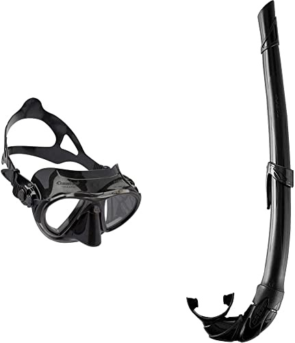 Cressi Nano, Maschera Subacquea Unisex & ndash; Adulto, Nero & Corsica, Snorkel Flessibile per Apnea, Pesca Subacquea, Snorkeling e Immersioni Unisex & ndash; Adulto, Nero/Nero, Taglia Unica