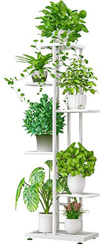Decdeal Scaffale Porta Piante,Scaffale per Fioriera a 6 Livelli,Scaffale per Vasi da Fiori,Supporto per Piante in Metallo,Scaffale per Resistente per Piante in Vaso