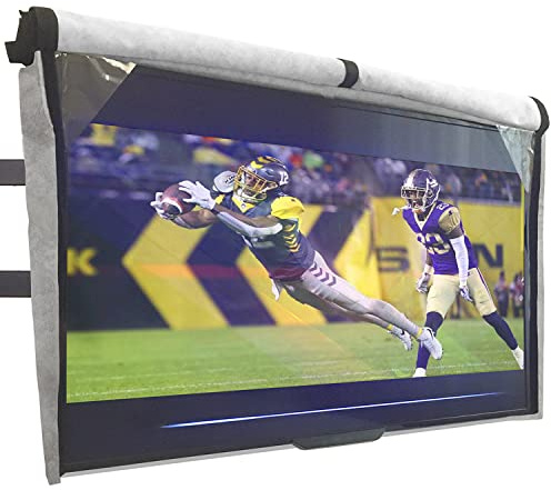 Outdoor TV Cover 48, 49, 50 inch - WITH FRONT FLAP - Weatherproof, Waterproof protection, Soft Interior, With Bottom cover - Gray