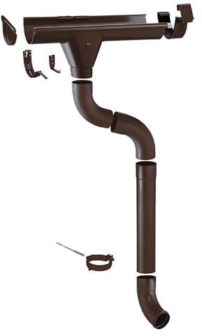 ZAMBELLI Kit grondaia per 1 falda 8m, RG333 Marrone ramato zinco