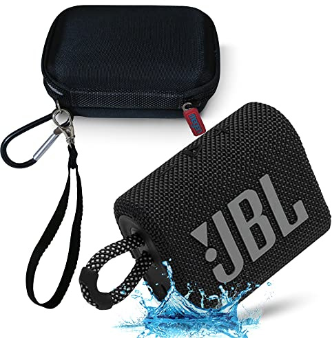 JBL GO 3 - Set di altoparlanti Bluetooth ultra portatili impermeabili con custodia rigida Megen (nero)