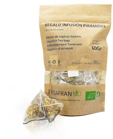 FRISAFRAN | Regaliz de palo Infusión Piramide ★ 30Uds | 60g | te regaliz | Ecológico | paloduz | regaliz palo infusion | natural | infusiones | Directamente del productor | cultivado en Navarra