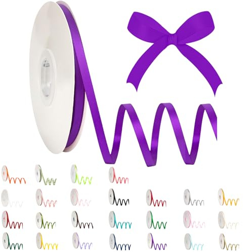 POPOYU 91 m dünnes dunkelviolettes Satinband, 6 mm, einfarbig, Seidenrolle, dunkle Verpackung und Schleifen für Geschenke, Bastelarbeiten, Haare, Weihnachten, Kuchen, Hochzeit, Luftballons