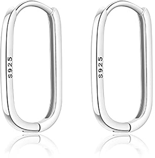 Reffeer U-Creolen Aus 925er Sterling Silber für Damen, Minimalistische Creolen, Huggie-Ohrringe (A-Silver)