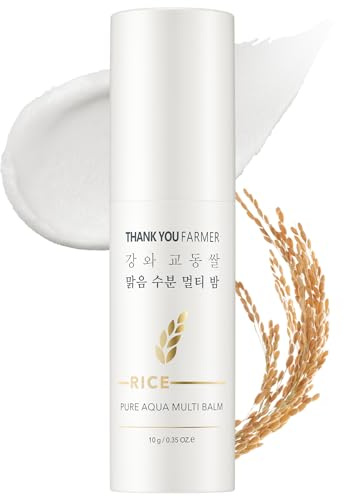 THANKYOU FARMER Rice Pure Aqua Multi Balm 10g, Korean Rice Extract, Korean Multi Balm Stick for Face, Wrinkle Bounce Balm, Soothing Balm Fresh Skin, Aqua Care, Fragrance Free