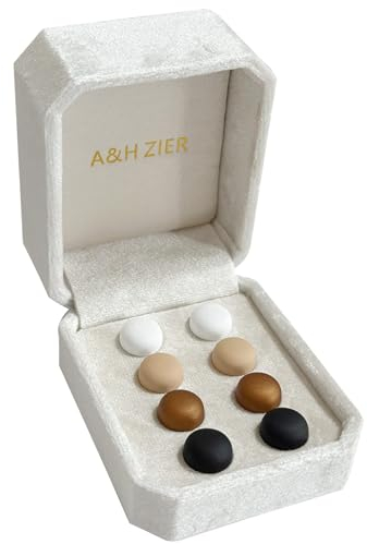 A&H ZIER 8 Pack Hijab Magnet Pinless Hijab Magnete No-Snag Hijab Pins für Muslin Frauen Starke Hijab Magnet Pins，Hijab Magnetische Pins für Schal (8, Matte-Black-White/Golden Curry-beige)