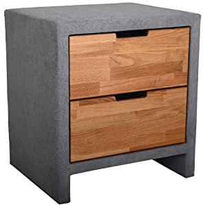 Belanoti Essence Nachttisch 1er Set oder 2er Set Nachtschrank Marbo Weißgrau Nachtkästchen mit Zwei Schubladen Bedsite Table Massivholz Kommodenschrank Nachtkommode Eiche Nachtkonsole