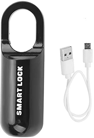 Schlüsselloses Sicherheitsschloss, Fingerabdruck-Schloss, Diebstahlsicherung, Wiederaufladbares USB-Fingerabdruck-Vorhängeschloss für Gepäckkoffer (Schwarz)