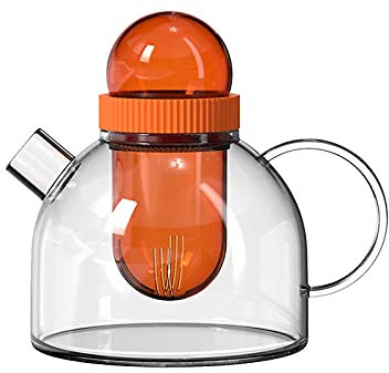 Carafe d'eau Pichet de filtre à ménage avec couvercle Verre créative Bouteille d'eau froide à haute température Théière à haute température for la maison, restaurant, café Carafes ( Color : Oranje )
