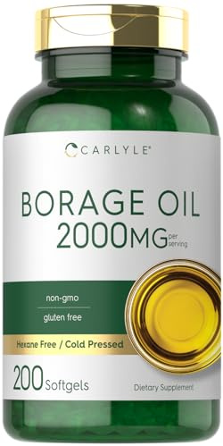 Carlyle Borage Oil Supplement | 2000mg | 200 Softgel Capsules | 320mg of GLA | Cold Pressed & Hexane Free | Non-GMO & Gluten Free