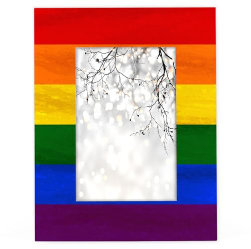 Bilderrahmen, gestreift, Regenbogenfarben, 28,9 x 35,6 cm, passend für 28,9 x 35,6 cm, bunte Regenbogen-Holz-Bilderrahmen für Heimdekoration