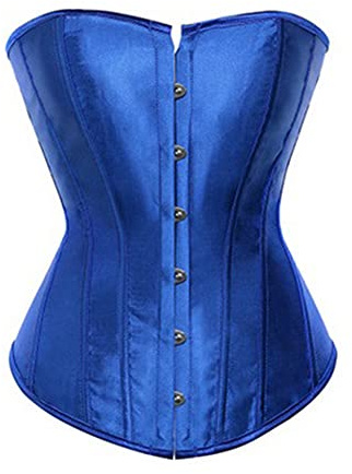 Miolasay Corsé de cintura para mujer, talla grande, corsé con cordones, moldeador de cuerpo, estilo retro, corpiño de satén, A-azul, XL