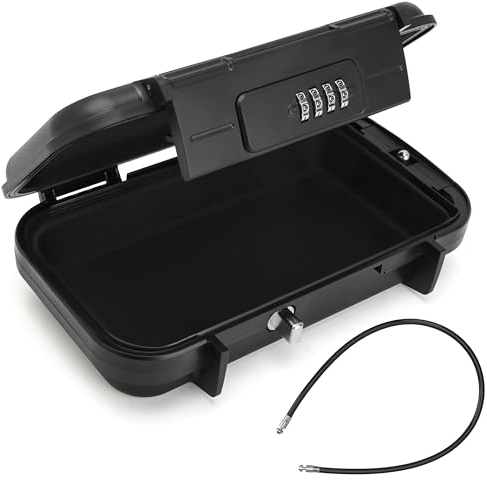 Belle Vous Portable Safe Box with 4-Digit Combination Code - Waterproof Anti-Theft Security Lockbox with Removable Wire Rope for Home, Office & Travel