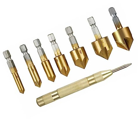 Veemoon 8stücke Teiliges Kobaltstahl Senker Bohrerset Mit Fasenfräsern Und Entgratungswerkzeugen Rostfrei Hohe Härte Präzise Metallbearbeitung Für Diy-handwerk Und Werkstatt