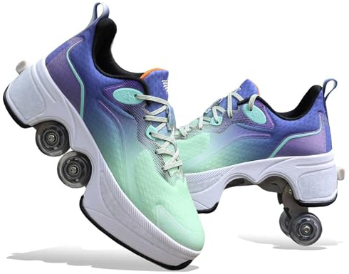 Schuhe mit Rollen für Männer Schuhe Rollschuhe Kinder Skateboard Schuhe Bequem Und Atmungsaktiv Quad Skates Verstellbare Rollschuhe Verstecktes Rad für Laufsportschuhe Zum Spielen für Männer