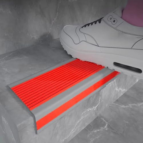 Treppenkantenprofil Treppenprofil L-Form,Treppe Kantenband,Treppenkantenschutz,Vinyl-Anti-Rutsch-Treppenkante,Kantenschutz-Formleiste Für Den Außen- Und Innenbereich ( Color : Rosso , Size : 6*3cm*L1m