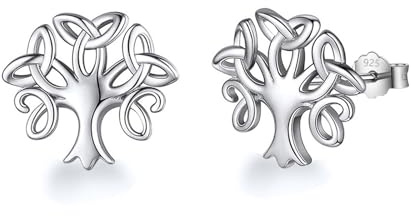 HinDaLi Arbre de Vie Boucles d'oreilles Argent 925 Femme Clous d'oreilles Argent Petite Boucles d'oreilles Arbre de Vie Boucles d Oreilles Argent Fille Boucles d'oreilles Femme Argent Noeud Celtique