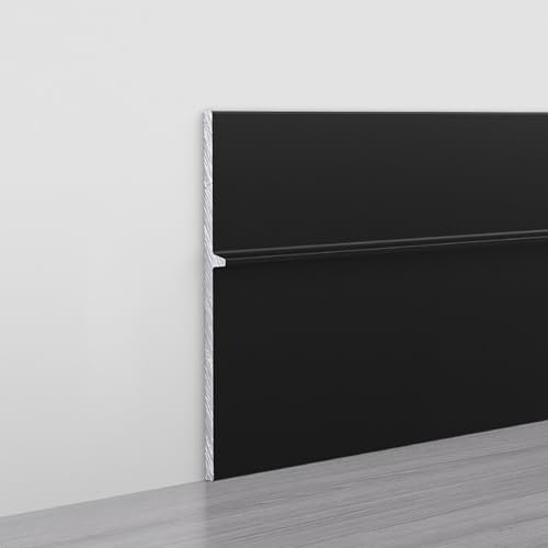 Raouoae Battiscopa in Alluminio 125 Cm* 4 Pezzi Modanatura Decorativa per Pareti E Pavimenti Battiscopa Resistente E Durevole per Finiture Eleganti Profilo per Interni Moderni(Black,Style A)