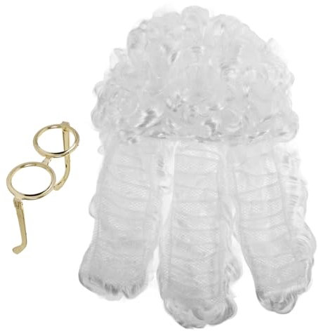 UPKOCH Judge Wig Für Lange Lockige Perücke Mit Goldenen Brille Für Kostümpartys Halloween Und Rollenspiele Als Oder Richter