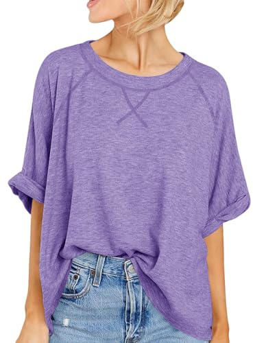 Cicy Bell Maglietta oversize da donna estiva a maniche corte girocollo top a maniche corte casual camicie basic allentate da donna elegante camicetta maglietta