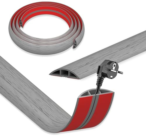 DIKARIYA Passage de Cable au Sol, 1mx50mm Cache Cable Sol, Petit Canal de Câble Flexible, Goulotte Passe Cable, PVC Cache Fil Électrique Sol Auto-Adhésif Montage pour Tous Les Câbles Bureau