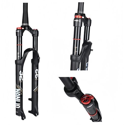 Federgabel MTB, gabeldämpfung 26/27,5/29 Zoll 1-1/8 Gerade/konische Fahrrad-Luftfedergabel Federweg 120MM 9 * 100MM QR Scheibenbremsen Fahrrad Vordergabeln Manuell/Fernsperre(Tapered-manual,29in)