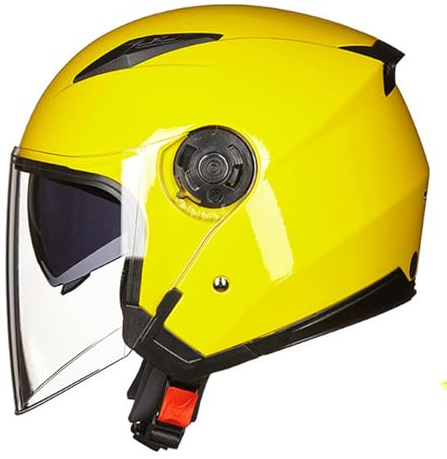 Motorradhelm Jethelm Mit Sonnenblende ECE Zertifiziert Mopedhelm Herren Damen Helm Motorrad Leichter Motorradhelm Mit Sonnenblende Ideal Als Rollerhelm E,XL=(61-62CM)