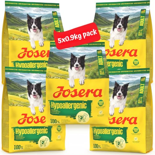 JOSERA Adult ipoallergenico (5 x 900 g), cibo secco di alta qualità, per adulti, cani con intolleranza, insetti come unica fonte di proteine animali, senza cereali, altamente digeribile, confezione da