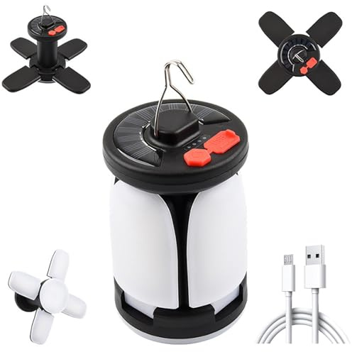 HZSANUE Camping Lantern, with 6 Light Modes, LED Emergency Lights,LED Tent Light, USB & Solar Rechargeable Camping Lights for Camping, Fishing, Hiking, Outdoor Party (Pack of 1)