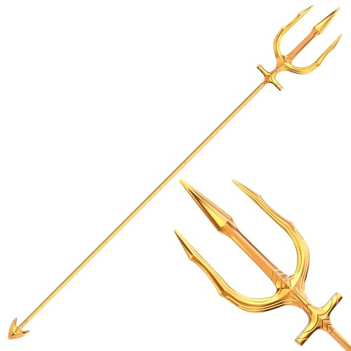 Udekit Lance Trident en Métal Cosplay Costume, Arme Poséidon à 3 Pointes pour Halloween Adulte Grand