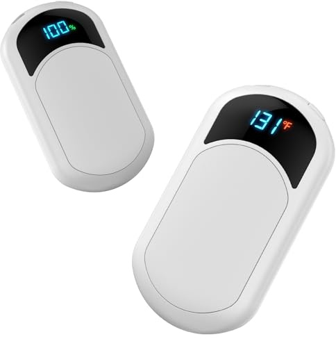 Hand Warmers 2-Pack, 6400mAh Rechargeable Hand Warmers, 3 Heat Settings, Up to 13Hrs, Ultra Thin Portable for Pocket Gloves Outdoor Sports, Winter Essentials for Men,Women.