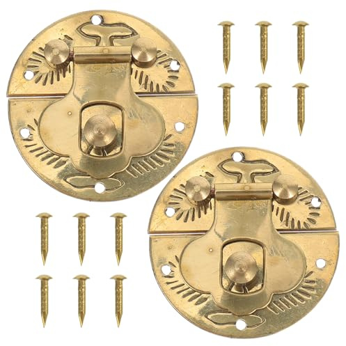 PENIKOKO 2 pièces Loquet Petit Verrou Rond Laiton pour Boîte à Bijoux Mini Fermeture pour Coffrets et Caisses de Rangement Installation Facile et Finition Soignée