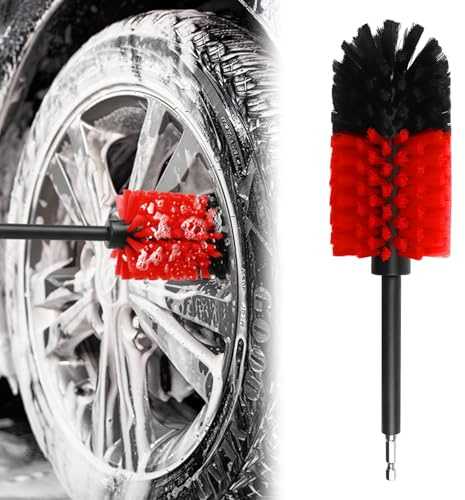 1 Pcs Brosse de Nettoyage pour Jante Efficace, 1/4 Brosses pour Perceuse Électrique, Brosse pour Détail de Pneu de Jante, Utilisation Polyvalente pour Roues, Jantes, Embouts D’échappement, Motos