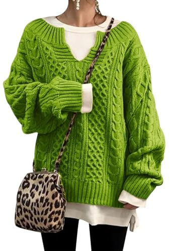 Jersey Punto Ochos Mujer Cuello Pico Sueter Suelto Manga Larga Casual Jersey Elegante Sueter Oversize Manera Punto Otoño Invierno