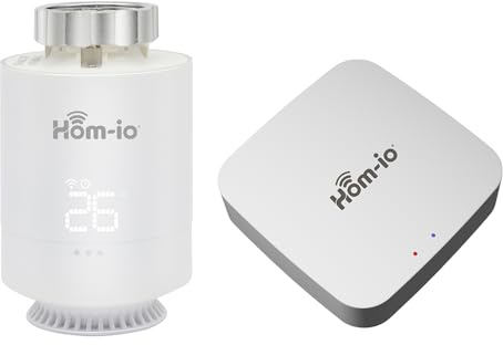 Hom-KIT-TERMOV2 Thermostatventil-Set, Smart WiFi, Thermostatkopf und Zigbee-Gateway für intelligente Heizungssteuerung, kompatibel mit Alexa und Google Home