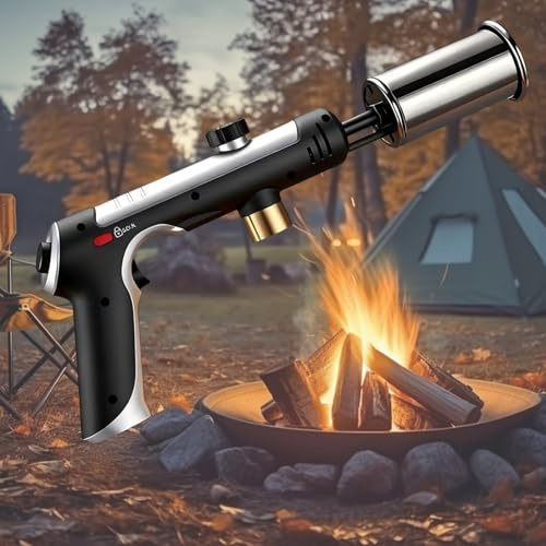 Chalumeau à Gaz Puissant, Torche de Cuisine avec Flamme Réglable et Verrou de Sécurité, Briquet Chalumeau Haute Température pour Grill, Sous-Vide et Barbecue