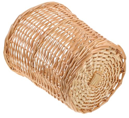 Lurrose Corbeille à Papier en Osier Tressé Naturelle, Panier Multifonction pour Bureau et Maison, Poubelle Résistante à L'usure, Décoration Intérieure, Rangement Compact et Léger, 1 Pièce