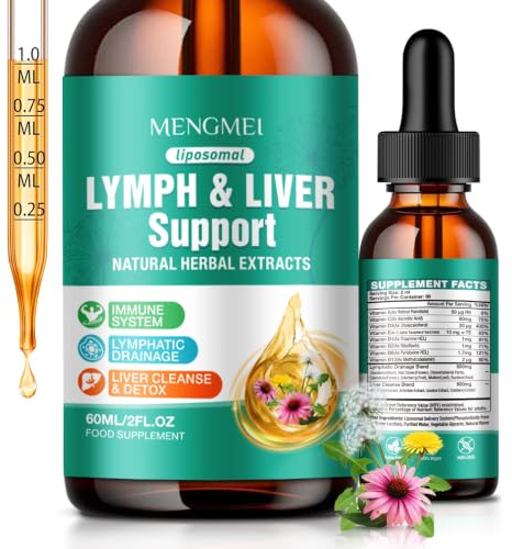 Lymphatic Drainage Drops with VIT C, B Complex & Dandelion,Vegan Detox | Dandelion, Red Clover, and Cleavers Help Promote Lymphatic Circulation and Fluid Balance,60ml